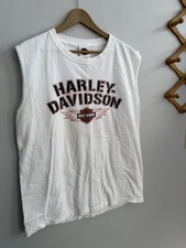 Vintage Harley Davidson Sleeveless Graphic Print Muscle Shirt Sz L Orlando FL