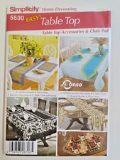 Simplicity 5530 Table Top Tablecloth Runner Placemats Sewing Craft Pattern UC
