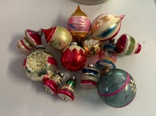 Lot of 12 Vintage Christmas Glass Ornaments Bells & Mixed Shapes