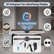 3D Hologram Fan 2 Blades Holographic Projector Adjustable Brightness Angle