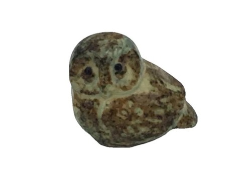 Vintage minature Stoneware Speckled Brown Owl Figurine 1.5"H x 1.5"L x 1"W - Picture 5 of 6