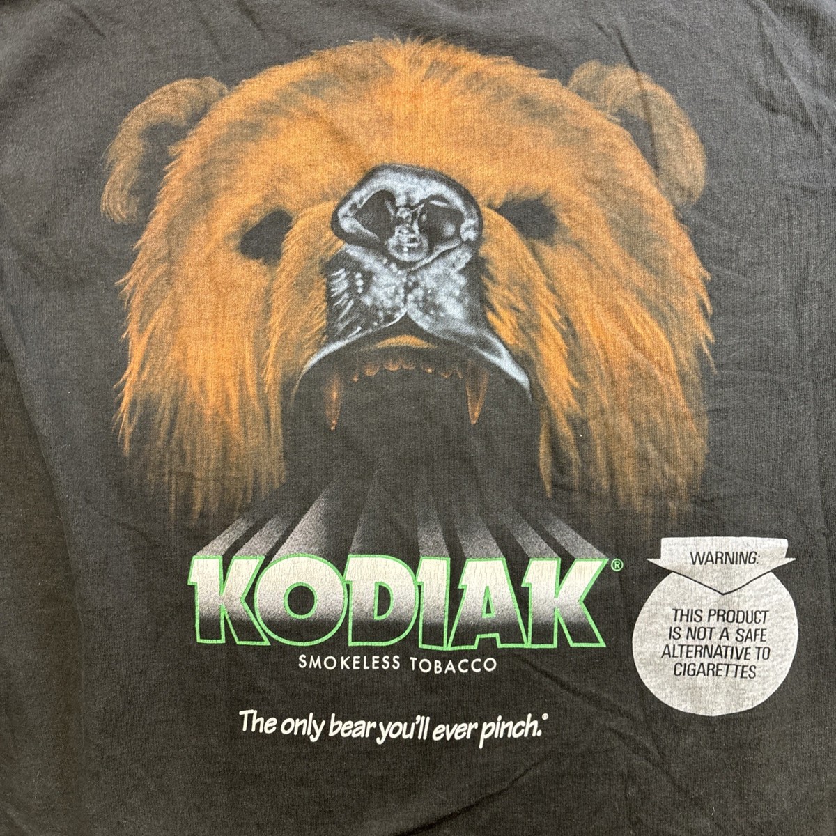 Vintage 90s Kodiak Smokeless Tobacco Bear Graphic Promo T-Shirt USA Made -  XL