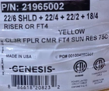 Genesis 2196 18/4C+22/3P+22/4C+22/2C Riser Access Control Cable Yellow/50ft
