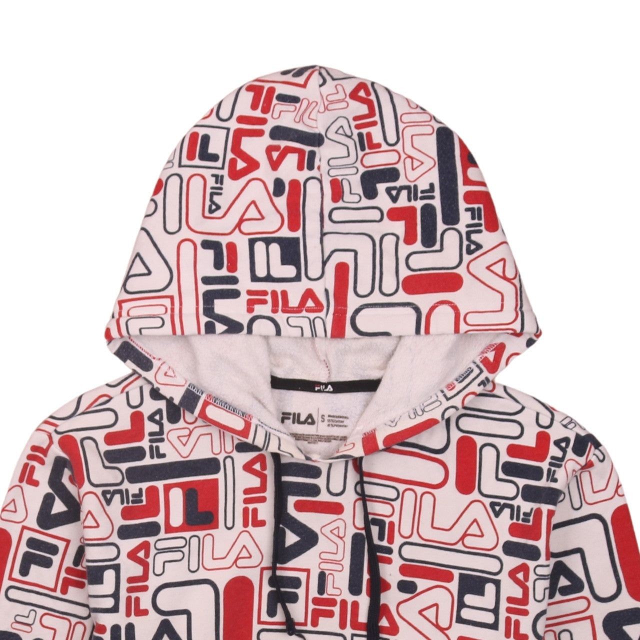 Felpa con cappuccio vintage FILA BIANCA UOMO S