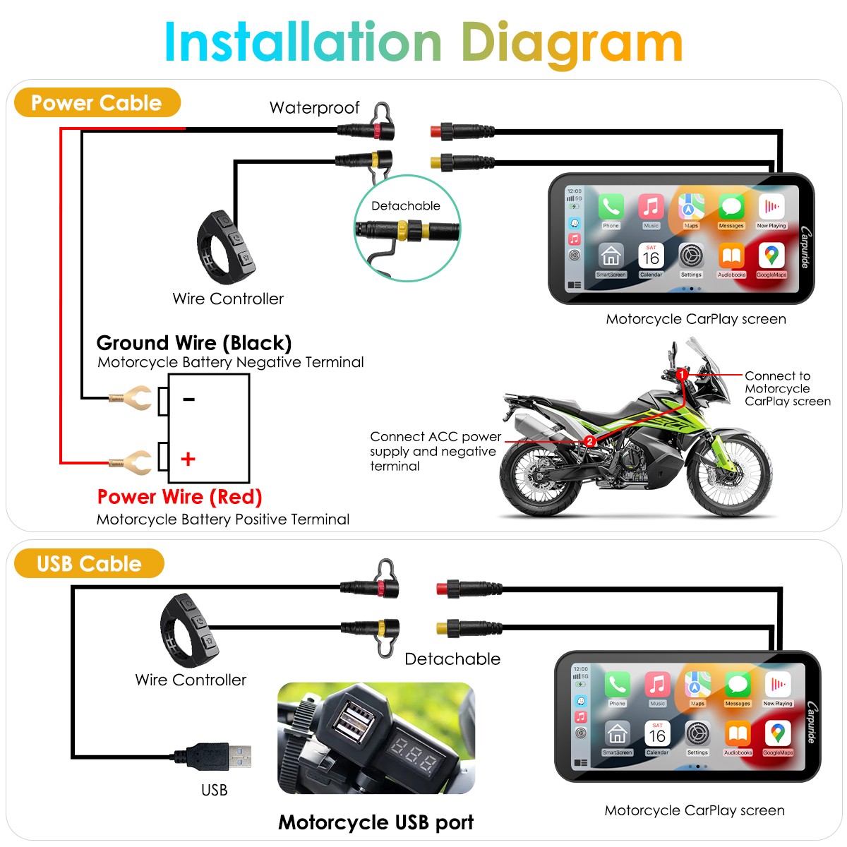 Carpuride W603 Wireless Portable Motor Stereos Carplay Android 