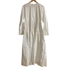 23AW Spick & Span Cotton Twill Tiered Dress White Women USED