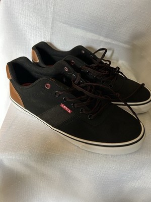 Levi's Black Sneakers with Brown Heel Accent and White Sole