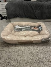 Mighty Paws Rectangle Bounce Bed In Beige (67*52*21CM) Brand New
