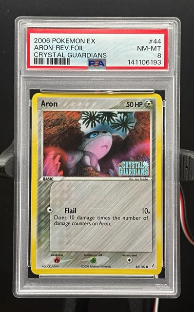 2006 Pokémon TCG EX Crystal Guardians Aron 44/100 Reverse Holo PSA 8 Cert