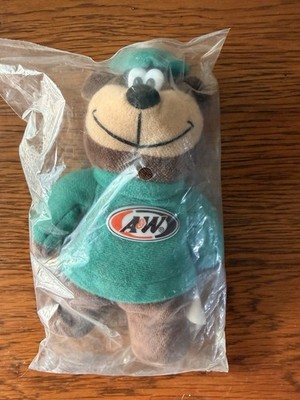 Alpha Kids 1998 Vintage A&W Root Beer Bear Green Stuffed Toy-PVC Fill-In Plastic