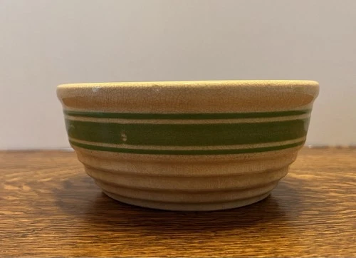 Hull Beehive Yellowware Green Stripe Casserole Dish With No Lid.