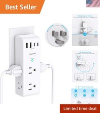 Surge Protector Outlet Extender - with Rotating Plug, 6 AC Multi Plug Outlet wit