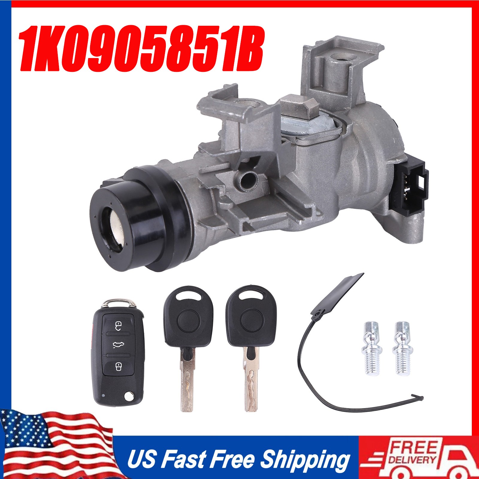 Ignition Switch Lock For Vw Jetta 2006-2018 Remote Control Key Shell 1K0905851B