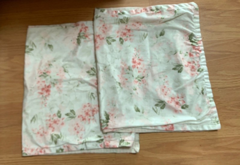 Pair Laura Ashley King Size Velour Pink Floral Pillow Shams