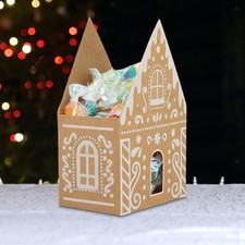 Scatola regalo a forma di casetta di pan zenzero per biscotti e chicchi