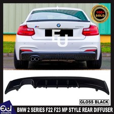 FOR BMW 2 SERIES F22 F23 MP STYLE REAR BUMPER DIFFUSER DUAL EXHAUST GLOSS BLACK