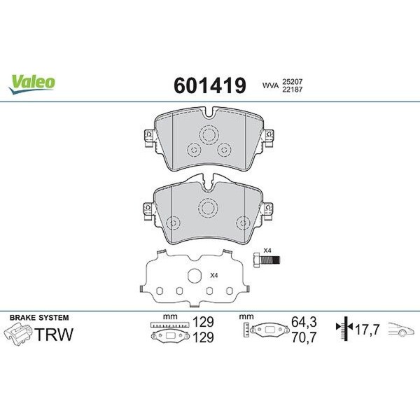 Valeo 601419 Bremsbelagsatz FüR Mini BMW Countryman Clubman 2 3 X1 X2 F56 F55-image