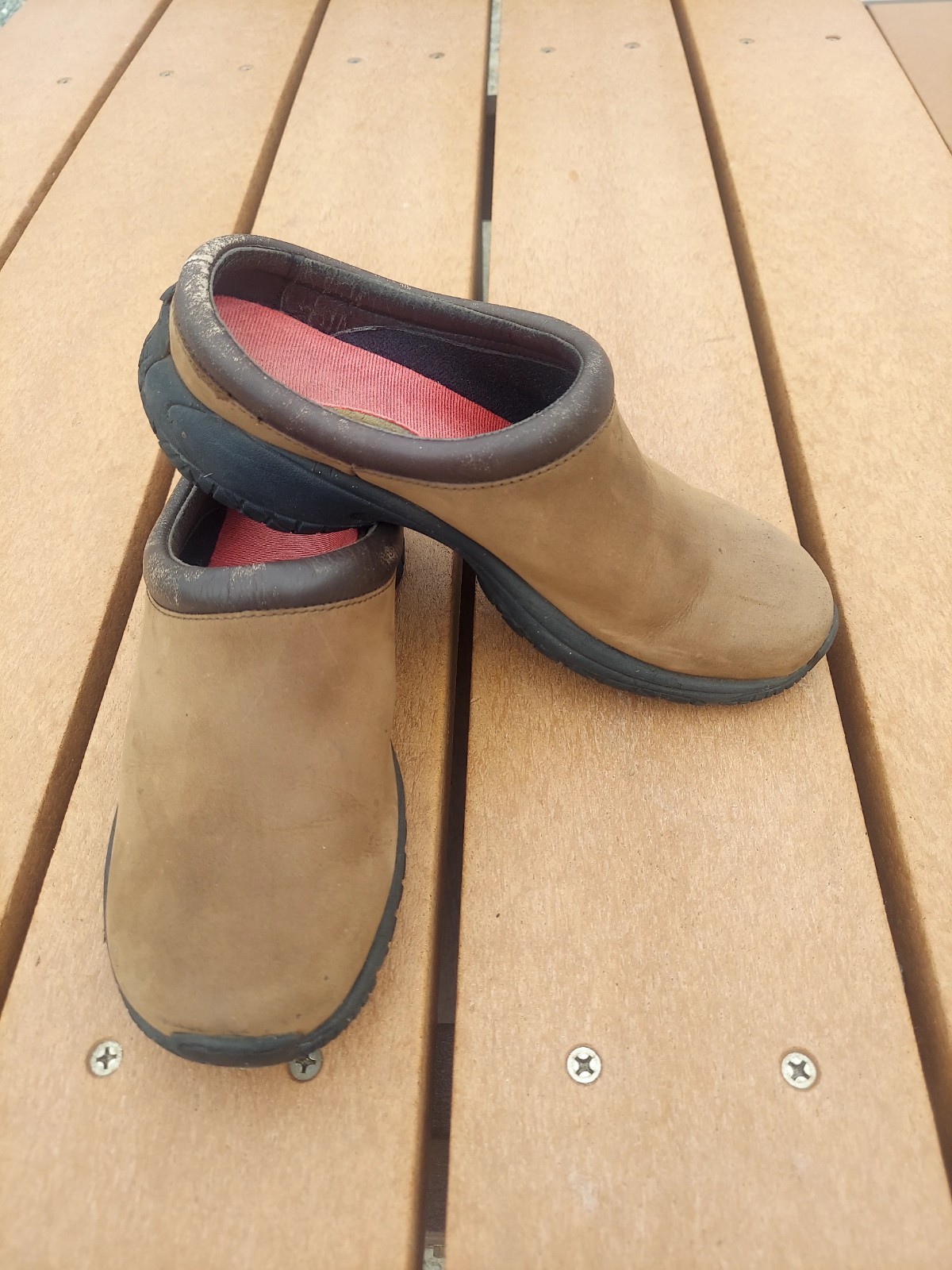 MERRELL ENCORE ZOCCOLI IN PELLE GROOVE taglia 8 donna camoscio nabuk marrone scuro