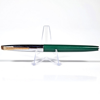 1960s Waterman Hemisphere GT Fountain Pen Green Black Chrome Cap Stainless F Nib