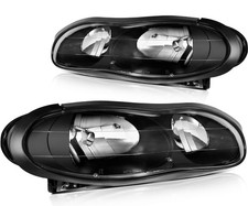 Black Headlight Assembly Pair for 1998-2002 Driver Passenger Side Replacement