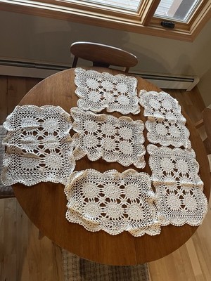 Lace Placemats.  Set F 6.  14  X 20 .  Beige.