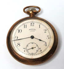 ANTIQUE INGERSOLL JUNIOR POCKET WATCH MANUAL WIND GOLD TONE 46MM FOR PARTS