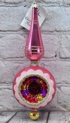 Christopher Radko 86-016-1 Spire Finial Pink Gold Glass 9.5'' Germany Rare READ