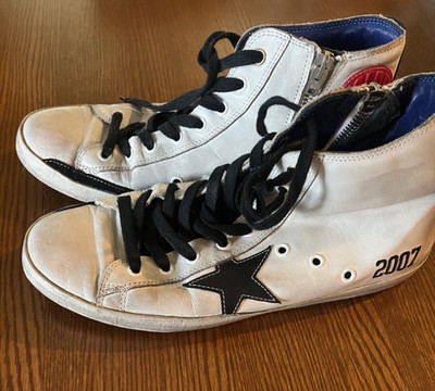 Golden Goose Francy high-top white sneaker with zipper entry - women's size 41