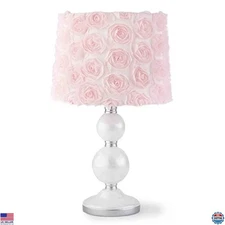 Levtex Baby Elise Spindle Base Table Lamp with Pink Rosette Shade - 22" Height