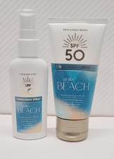BATH  BODY WORKS SUNSCREEN - AT THE BEACH - SPF 50 SPRAY  LOTION Travel Size