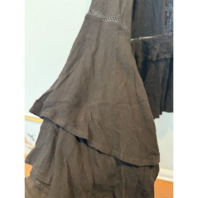 Clair De Lune Long Ruffle Sleeve Lace Front High Neck Romper Black Goth Witchy S