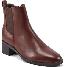 NEW Easy Spirit Eflex Fedra Block Heel Dress Booties Brown Leather Size 8M