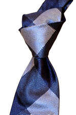  250 NWT TOM FORD Navy w/ Blue panel check 3.6  heavy woven silk neck Tie ITALY