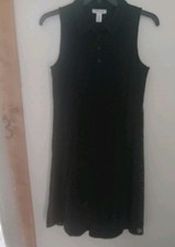 London Times Women's  Lined Black Lace 4 Button Sleeveless Midi Dress Size 10