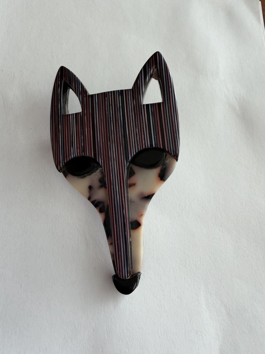 Lea Stein Fox Pin Striped Tortoiseshell F ox Pin Signed | eBay