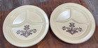 2 Vtg Rare Pfaltzgraff Divided 10" Dinner Plates Folk Art Pattern USA ~MINT~