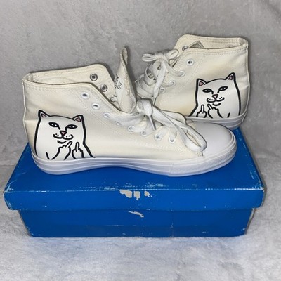 RIPNDIP NERM HIGH TOP White canvas Edition Cat White Skate USA men s  9 M