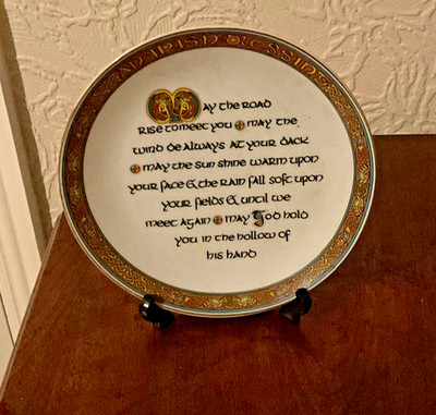 Royal Tara Galway Ireland Fine Irish Blessing Plate Bone China Gilded Rim
