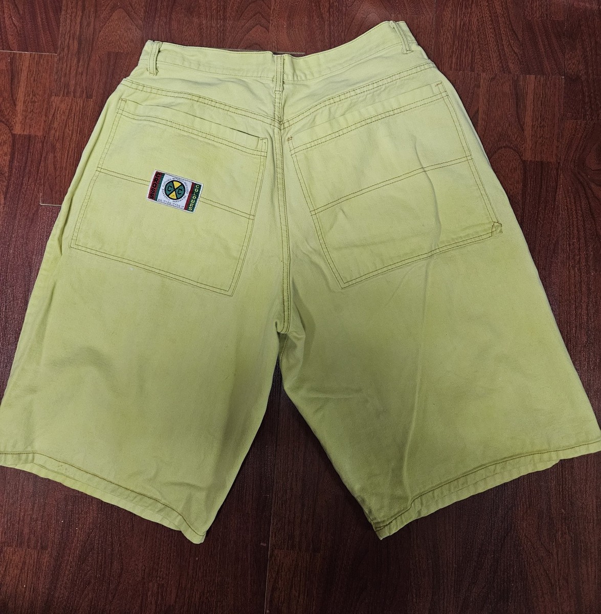 Vintage 90s Cross Colours Yellow Denim Jean Shorts Rare USA Made