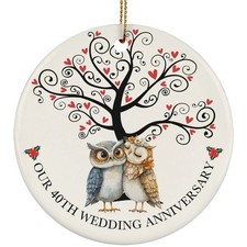 Owl Couple Romantic 40 Years Ornament 40th Wedding Anniversary Christmas Gift