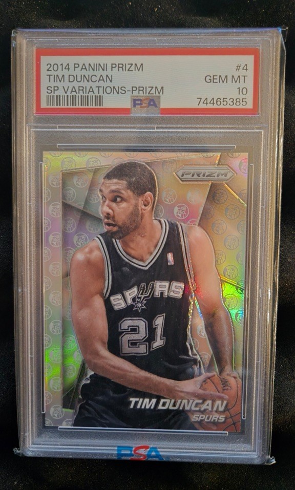 2014-15 PANINI PRIZM SP VARIATIONS Silver PRIZM TIM DUNCAN #4 PSA 10 Pop 47 SSP