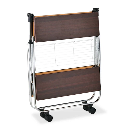 Carrito cocina con ruedas camarera plegable 2 baldas MDF carrito auxiliar - Imagen 6 de 10