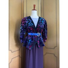 Vintage jacket with ombr  velvet appliqu , size 12