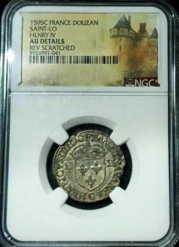 Douzain 1595 C Prince Henry II Principality of Dombes (French States) AU NGC !!