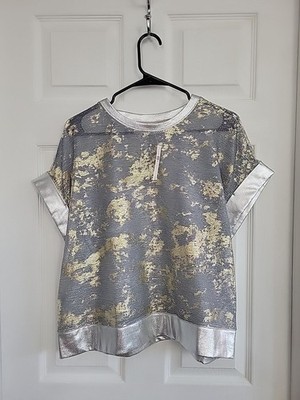 New Pilcro She Shell Top Women's  Metallic Finish Pullover Blouse S Disco Night 