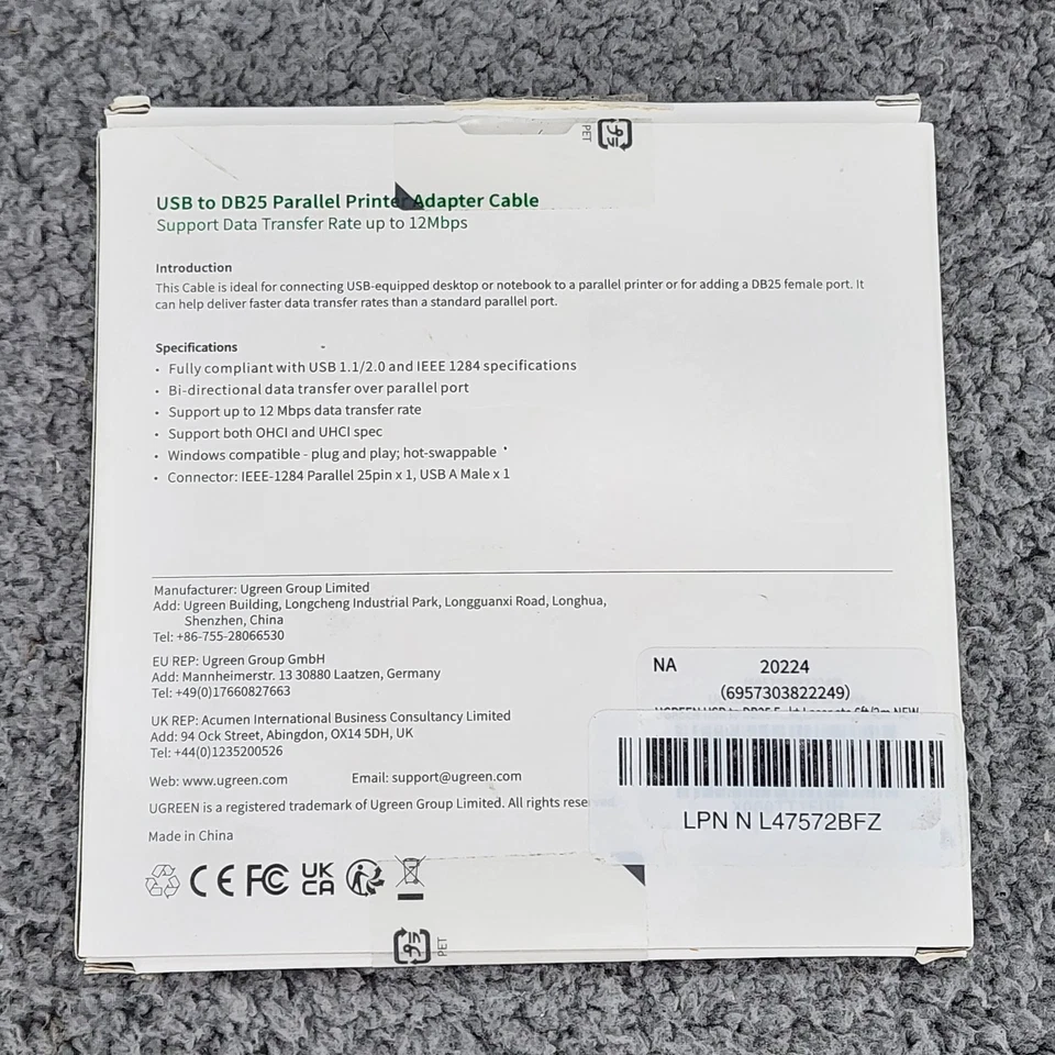 UGREEN USB to DB25 Parallel Printer Adapter Cable  6ft - Image 2 of 4