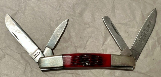 Parker Cutlery Co Congress Pocketknife, 4 Blade, Strawberry Bone, 3 5/8” Closed