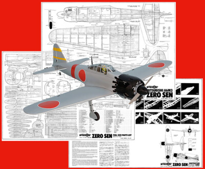 Ok Pilot Model Airplane Plans (RC): A6M3 Zero Sen 52'' Scale for .19-.35 Engine