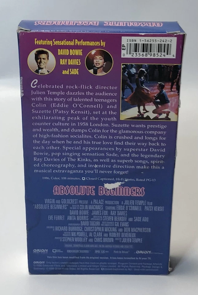 Absolute Beginners Vintage VHS Tape David Bowie 1986 Movie - Image 2 of 4