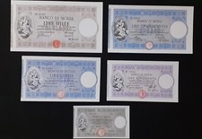 Banconote 1000.500.100.50.25 Lire Banco Di Sicilia 1896 FACSIMILE 